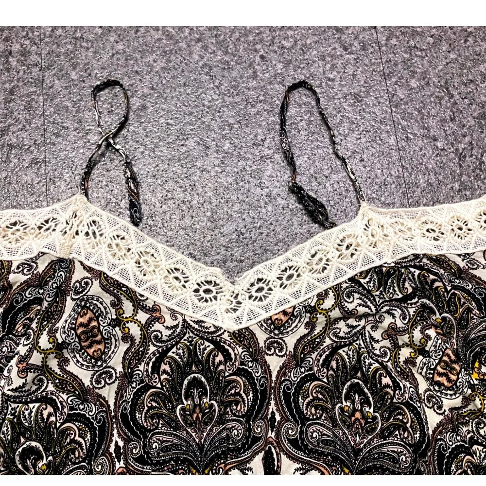 Charlotte Russe Womens Paisley Cold Shoulder Romper Crochet Lace Olive Black‎ L